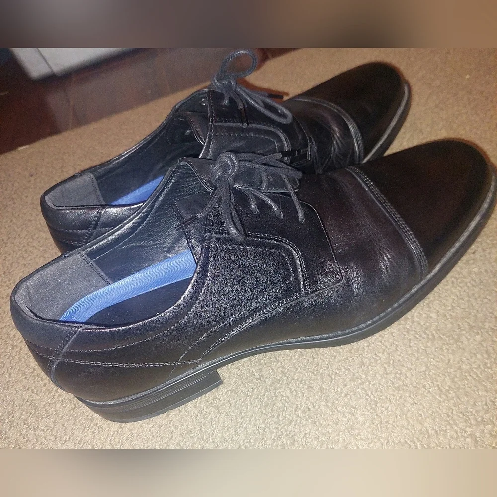Florsheim Men Black Leather Oxford Shoes Timeless Design, Great Condition